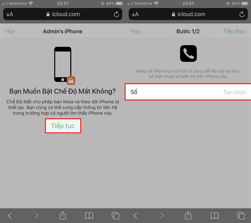 Cách khoá iCloud từ xa bước 3